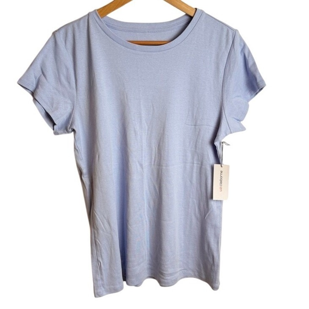 Liz Claiborne Women Short Sleeve Pastel Crew Neck‎ Tee XLT Blue Basic Casual